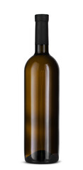 Wine bottle isolated on white background, front view