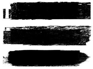 Grunge Paint Roller . Vector brush Stroke . Distressed banner . Black stripes isolated. paintbrush collection . Modern Textured shape . Dry border in Black . Bulge lines