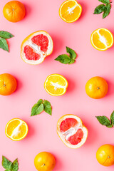 Grapefruit and orange citrus pattern top view