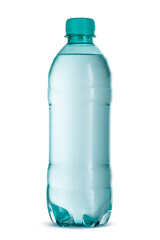 Small bottle of mineral water in plastic isolated on white