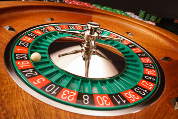 Roulette table close up at the Casino