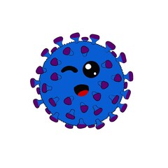 Illustration of virus in kawaii style. COVID-19. Children's illustration. Cartoon style. Isolated on white background