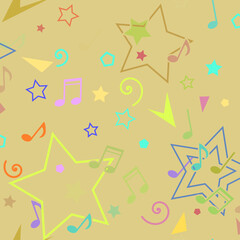 Stars and music - seamless wallpaper - high resolution illustration