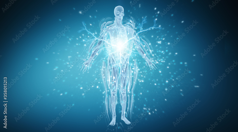 Aufkleber digital x-ray human body holographic scan projection 3d rendering