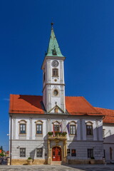 Fototapeta na wymiar Famous city hall at King Tomislav Square in Varazdin by beautiful day, Croatia