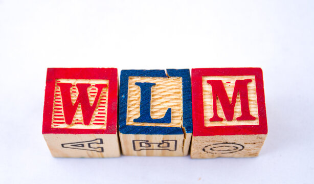 The hashtag WLM visually displayed on a clear background image with copy space in horizontal format