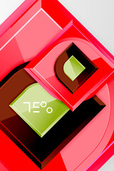 Glossy glass squares with round elements geometric composition. Abstract geometric background with 3d effect composition For Wallpaper, Banner, Background, Card, Book Illustration, landing page