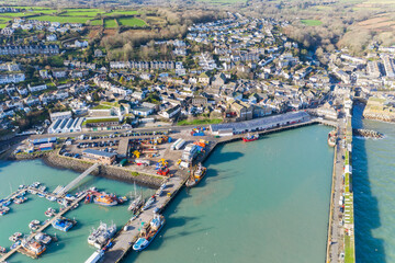 Obraz premium Aerial photograph of Newlyn, Penzance, Cornwall, England, United Kingdom