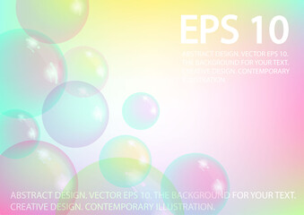 Realistic soap bubbles on a light background. Vector colorful, three-dimensional bubbles.