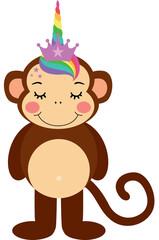 Cute monkey with unicorn horn

