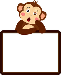 Surprise cute monkey with blank frame