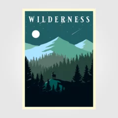Tuinposter adventure mountain camp poster wilderness vector illustration design © linimasa
