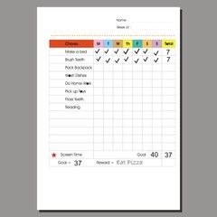 Weekly chore chart
