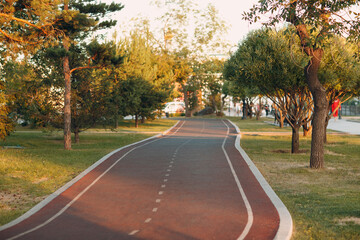 Walkway or running treadmill in the city park