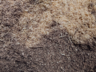 creative idea for background. wood shavings, sawdust in a carpentry workshop