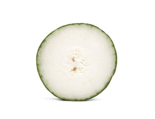 Wax gourd slices on white background