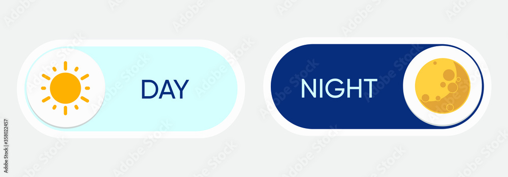 Poster day and night mode switch. light filter toggle button. sleeping mode turn on, off. on off switch. li