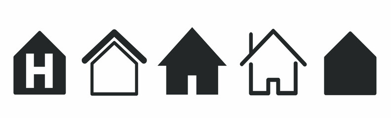 Home page. Collection of Home Button Icons. Set of signs for infographic, logo, app development and website design. Home icon