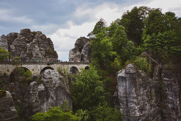 Fototapeta na wymiar The Bastei bridge, Saxon Switzerland National Park, Germany