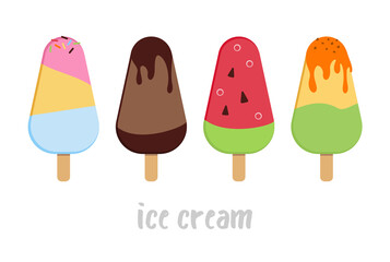 Sweet ice cream isolated on a white background. Ice cream set
