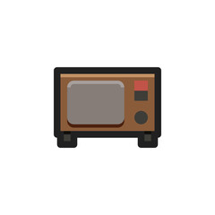 Old Television Icon Flat Illustration Logo Vector
