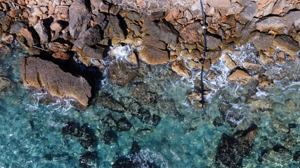 Aerial view of the rocky coast of the island of Mallorca