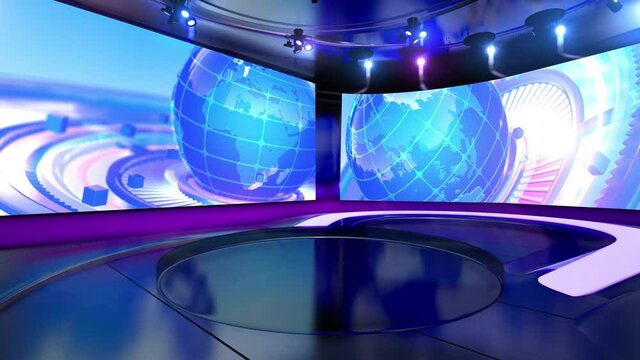 News studio virtual set stock video