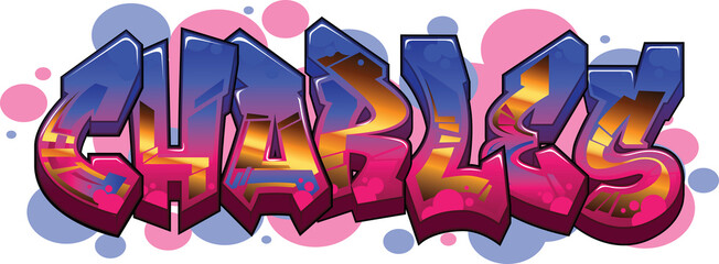 Charles Name Text Graffiti Word Design - obrazy, fototapety, plakaty