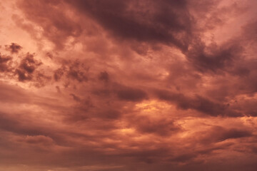 Red sunset sky after the storm