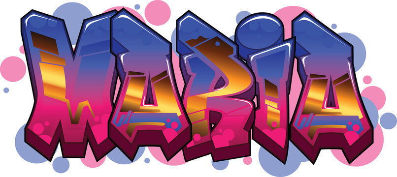 Maria Name Text Graffiti Word Design