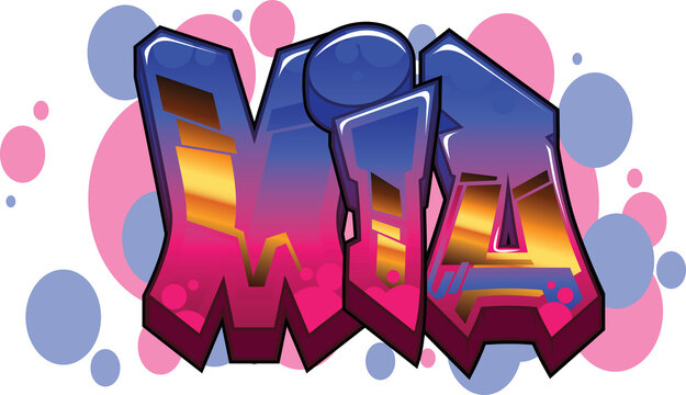 Mia Name Text Graffiti Word Design