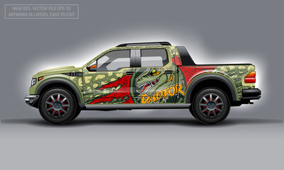 Fototapeta Editable template for wrap SUV with Raptor profile decal. Hi-res vector graphics. obraz