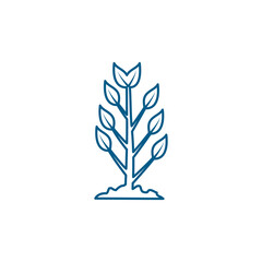 Plant Line Blue Icon On White Background. Blue Flat Style Vector Illustration.