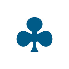 Playing Card Club Blue Icon On White Background. Blue Flat Style Vector Illustration.