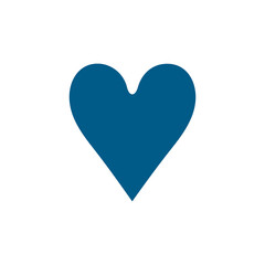 Playing Card Heart Blue Icon On White Background. Blue Flat Style Vector Illustration.