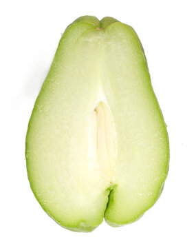 Chayote on white background