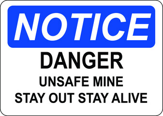 Obraz premium Danger mine area stay out stay safe sign