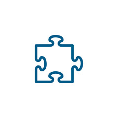 Puzzle Line Blue Icon On White Background. Blue Flat Style Vector Illustration.