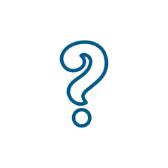 Question Line Blue Icon On White Background. Blue Flat Style Vector Illustration.