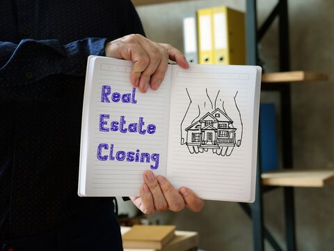 Financial Concept Meaning Real Estate Closing With Phrase On The Page.