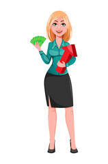 Blond businesswoman cartoon character