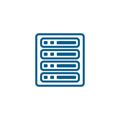 Server Line Blue Icon On White Background. Blue Flat Style Vector Illustration.