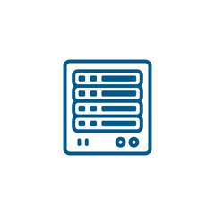 Server Line Blue Icon On White Background. Blue Flat Style Vector Illustration.