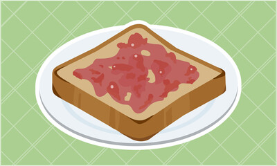 お皿に盛られたブルーベリージャムトースト