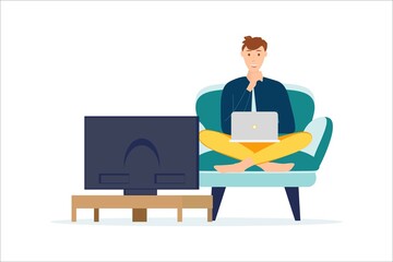 People watching the news, on a white background, vector illustration
