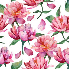 beautiful pattern with pink peonies