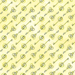 Hand-drawn romantic doodle seamless pattern. Can be used for wedding invitation, card for Valentine's Day or card about love.