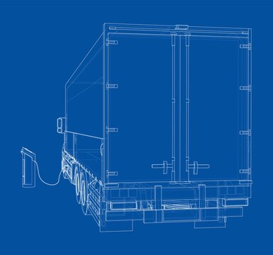 Electric Truck Charging Station Sketch. Vector