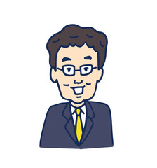 メガネをかけた中年男性の上半身