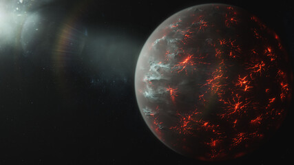 3d Illustration of a volcanic planet  © Suliman Razvan